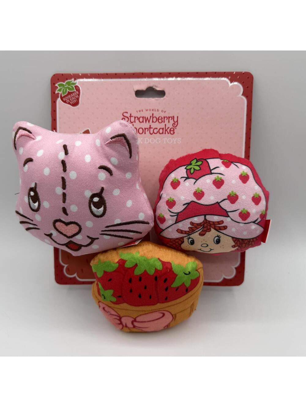 Strawberry Shortcake 3 Pack Dog Toys Stuffed With Squeaker New With Tags